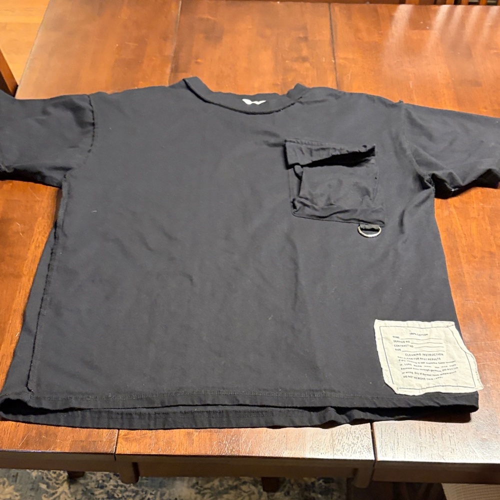 MNML Black Short Sleeve Tee with Pocket and Patch